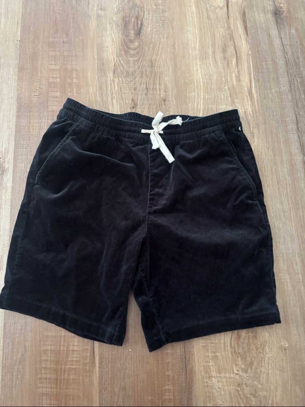 Boys/men Emerald Black Corduroy Drawstring Shorts with White Tie
